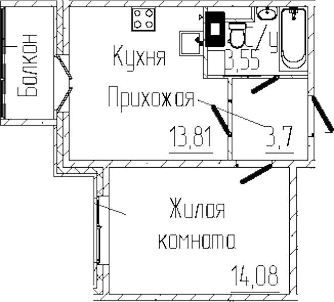 1-комнатная квартира 36.1 м², 6/6 эт., ЖК «SERTOLOVO PARK»